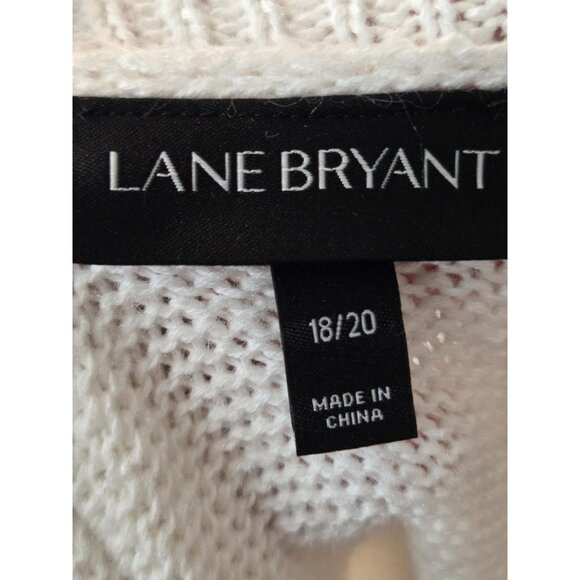 Lane Bryant Sweater Womens 20  White Black Tunic Open Knit Pullover Lightweight - Picture 8 of 10